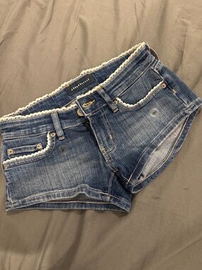 Aeropostale Dark Blue Micro Denim Shorts with White Crochet detail